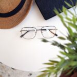 glasses, hat and laptop