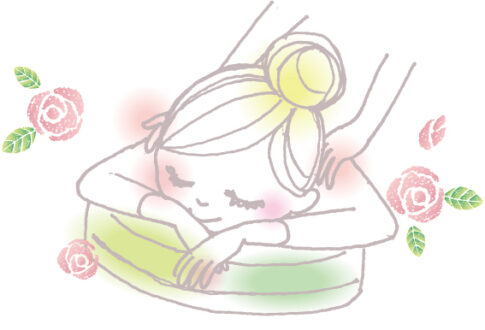 リラクゼーションマッサージを受ける女性のイラスト